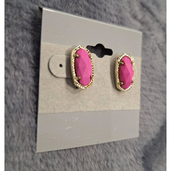 Kendra Scott Ellie Gold Stud Earrings in Magenta/Excellent Used Condition - Picture 3 of 4